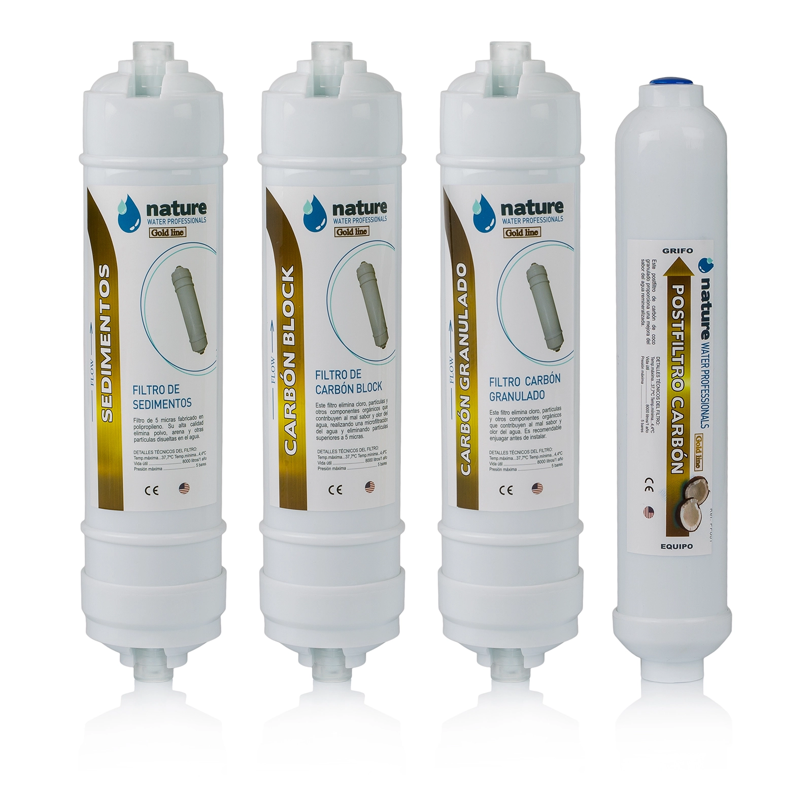 PACK 4 FILTROS OSMOSIS INVERSA COMPACTOS
