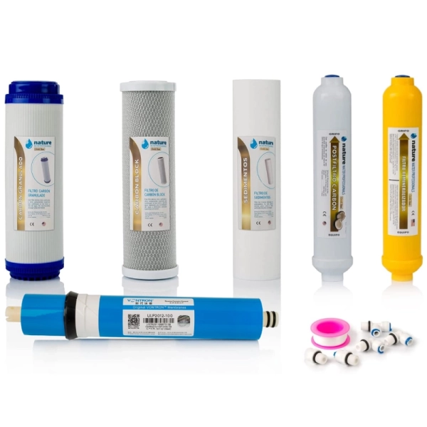 PACK 5 FILTROS GOLD OSMOSIS INVERSA Y MEMBRANA 100GPD VONTRON