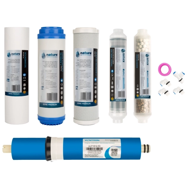PACK 5 FILTROS PREMIUM Y MEMBRANA 50GPD OSMOSIS INVERSA