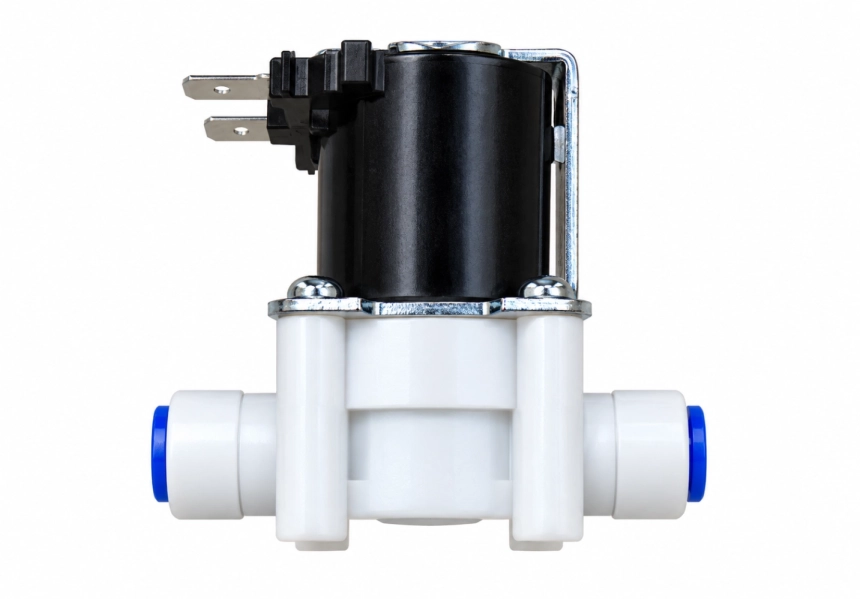 Foto Solenoide de Apertura y Cierre 24V DC para Ósmosis Inversa – Conexión Rápida 1/4”